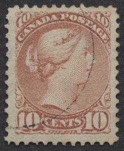 Canada #45 10c Small Queen Brown Red Perf 12 Used Light Cancel Small Tear