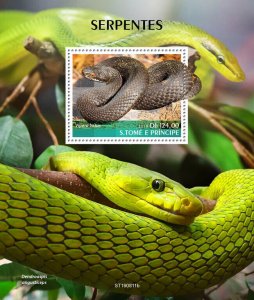 Sao Tome & Principe 2019 MNH Snakes Stamps Common European Viper 1v S/S