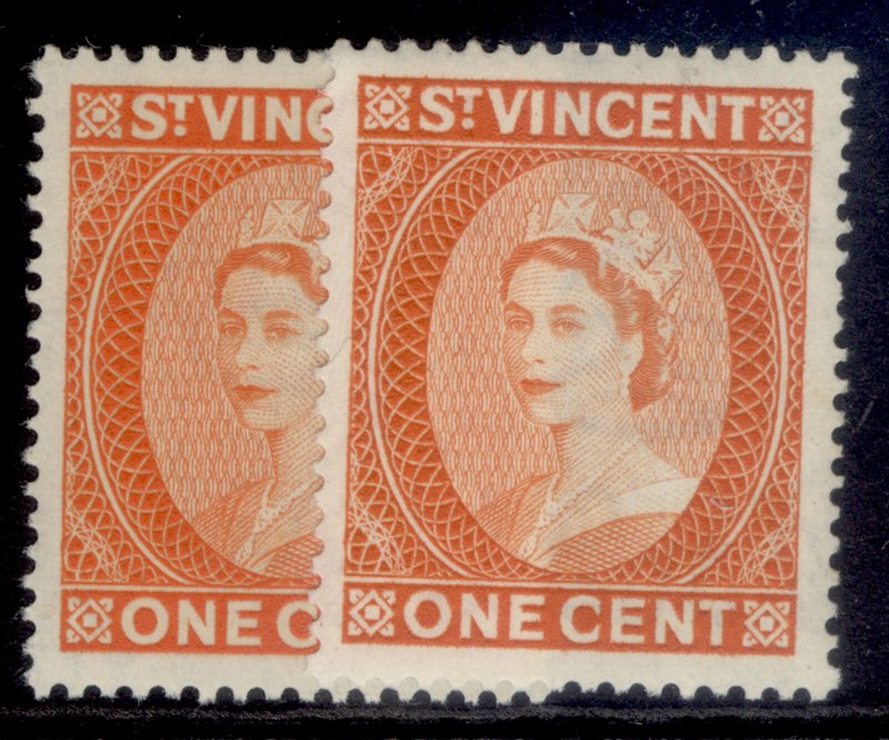 ST. VINCENT QEII SG189 + 189a, 1c SHADE VARIETIES, LH MINT. Cat £11.