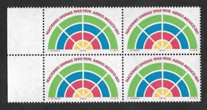 SE)1970 MEXICO, 25TH ANNIVERSARY OF THE UNITED NATIONS MEXICO 80C SCTC376, B/4 M