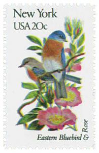 1982 20c State Birds & Flowers, New York, Bluebird & Rose Scott 1984 Mint NH