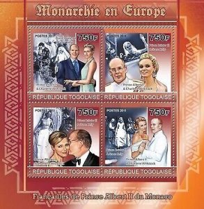 Togo - Europe's Monarchs - 4 Stamp  Sheet 20H-122
