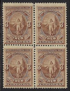 El Salvador 18 MNH BLOCK OF 4 W108