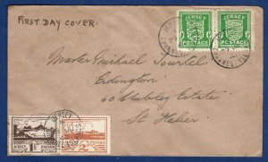 Jersey 1941 Arms ½d pairs fu FDC, with Views 1½d, 2d first day cds - scarce do