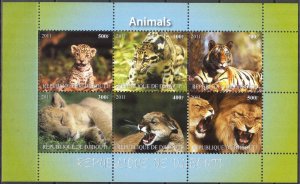 Djibouti 2011 Wild Cats (7) Tigers Lions Cheetah MNH Cinderella !