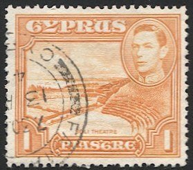 CYPRUS 1938 Sc 146 Used 1pi VF,  FAMAGUSTA  postmark/cancel