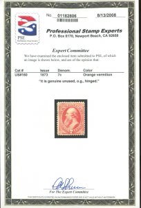 U.S. #160 MINT WITH PSE CERT