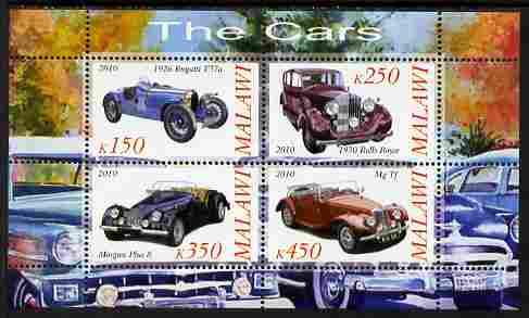 Malawi 2010 Cars Transport Royce MG Morgan Bugatti Mortoring M/S Stamps MNH (2)