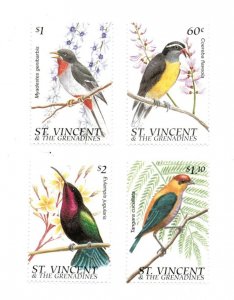 St. Vincent 1996 SC# 2286-9 Birds, Flora & Fauna, Flower - Set of 4 Stamps - MNH