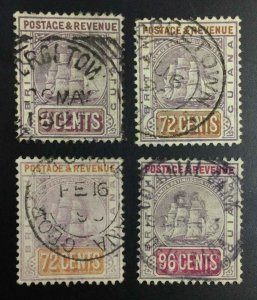 MOMEN: BRITISH GUIANA SG #198,203-205 1889 CROWN CA USED £223 LOT #63210