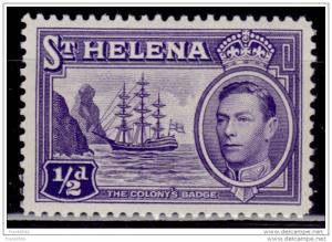 St. Helena 1938-40, Badge of the Colony, 1/2p, Scott# 118, MNG-no gum