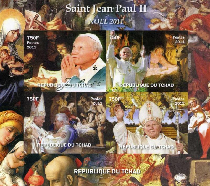 Chad 2011 POPE JOHN PAUL II Sheet (4) Imperforated Mint (NH)