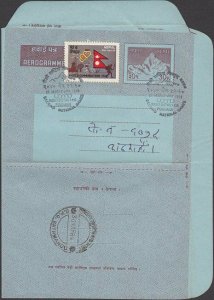 NEPAL 30p aerogramme - Everest uprated cto Kaski District PO cds............L644