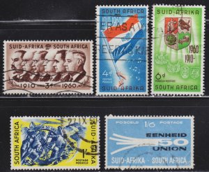 South Africa Scott 235-39 complete set F to VF used.  FREE...