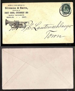 Canada-cover #8261-1c Numeral advert- Waterloo Cnty-Berlin,Ont-Ap 3 1899-Musical