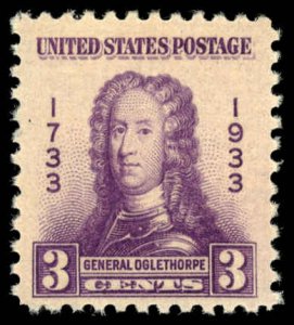 US Sc 726 VF/MNH - 1933 3¢ - Gen.  Oglethorpe - See Scans - Nice Centering!