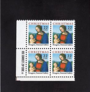 2244 Christmas, MNH LL-ZIP blk/4