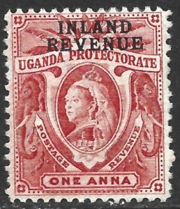 Uganda 1898 Revenue QV 1a Red #1 Fine Unused (No gum) CV £15.00-