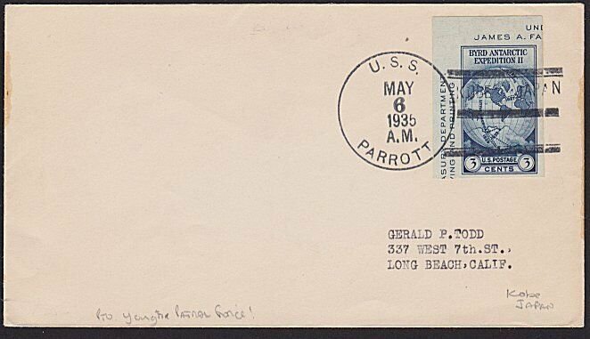 USA CHINA 1935 cover USS Parrott - Yangtse Patrol Forces....................6399