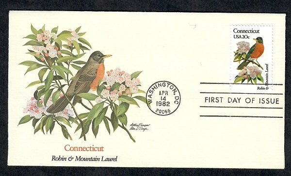 1959 Connecticut Birds and Flowers Unaddressed Fleetwood FDC