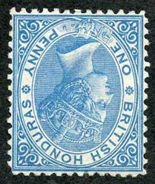 British Honduras SG5w 1d Pale Blue Wmk crown CC INVERTED Perf 12.5 MINT (no gum)