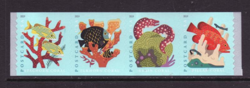 Scott# 5367-5370 New 2019 year issue  CORAL REEF  COIL STRIP OF 4  MNH