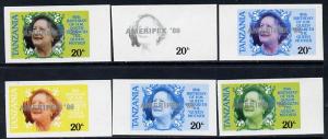 Tanzania 1986 Queen Mother 20s (SG 425 with 'AMERIPEX 86'...