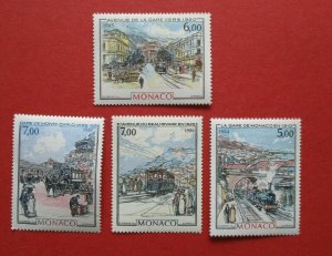 SG1702, 1764, 1802, 1852 Monaco 1984-87 Tram Railroad Train Railway Interest MNH