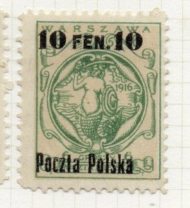 Poland Warsaw 1918 Early Issue Fine Mint Hinged 10f. Optd Surcharged NW-14451