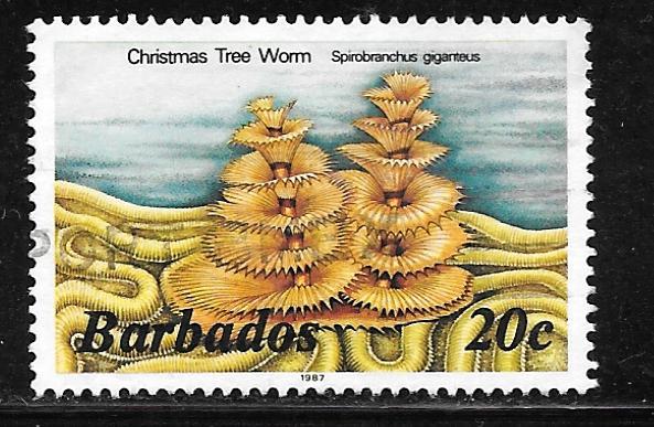 Barbados 645: 20c Christmas Tree Worm (Spirobranchus giganteus), used, VF