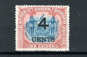 North Borneo 1899 4c on 24c Arms of the Company with Supporters surcharge MH