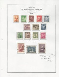 Australia Collection 1937-46 on Album Page, #166-179 Used Set of 15