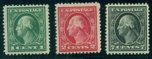 US #405-7, Complete set, og, hinged, VF, Scott $83.00