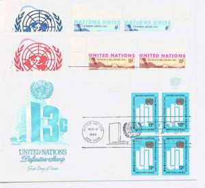 194-96 UN NY FDC Inscription Blocks,Artmaster