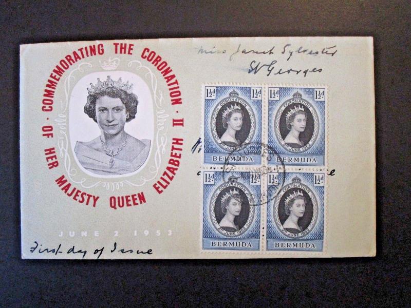 Bermuda QEII Coronation Cover / Block of 4 / FDC - Z5077