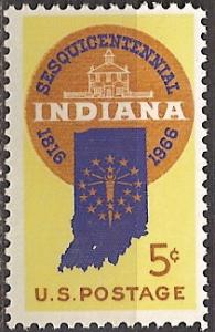 #1308, Single,\Indiana Statehood\  MNH,  5 cent