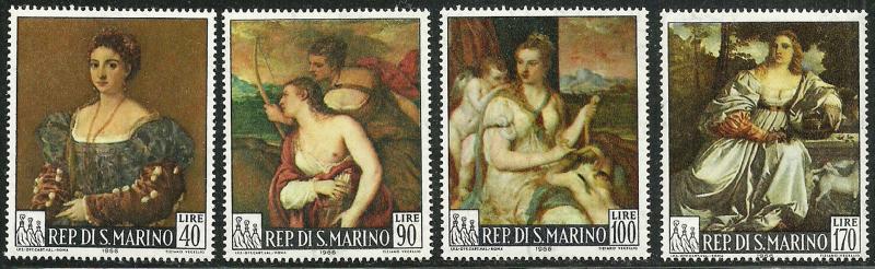 SAN MARINO 1966 Very Fine MNH Stamps Set Scott  639-642  Titian Paintings