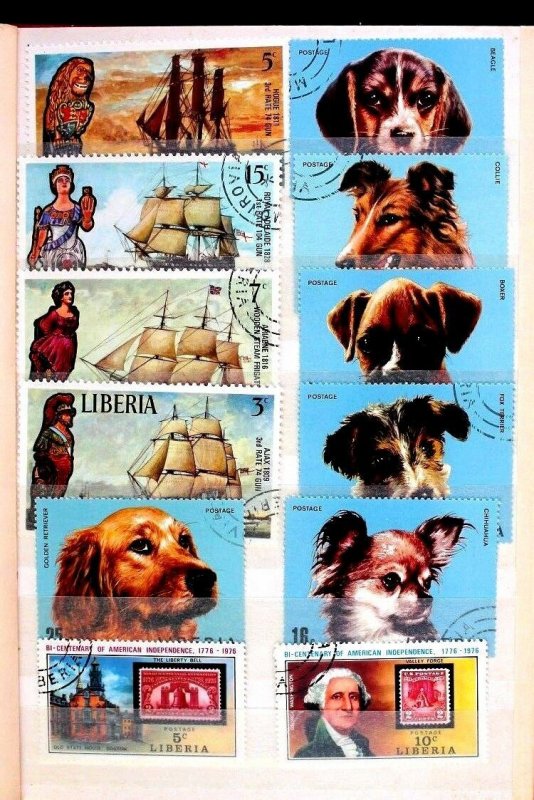 Liberia Stamp Collection Lot of 158 MNH, MH & Used in Vintage Stock Book