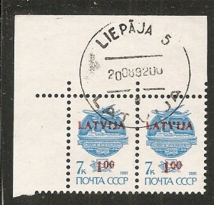 Latvia    Scott   327   Surcharge       Used Pair