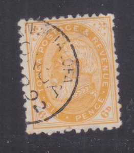 TONGA, 1892 6d. Yellow Orange, used.