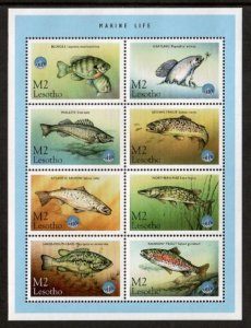 Lesotho 1998 - Marine Life Fish - Sheet of 8 Stamps - Scott #1143 - MNH