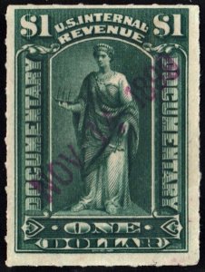 R173 $1.00 Documentary Stamp (1898) Used/Date Stamp