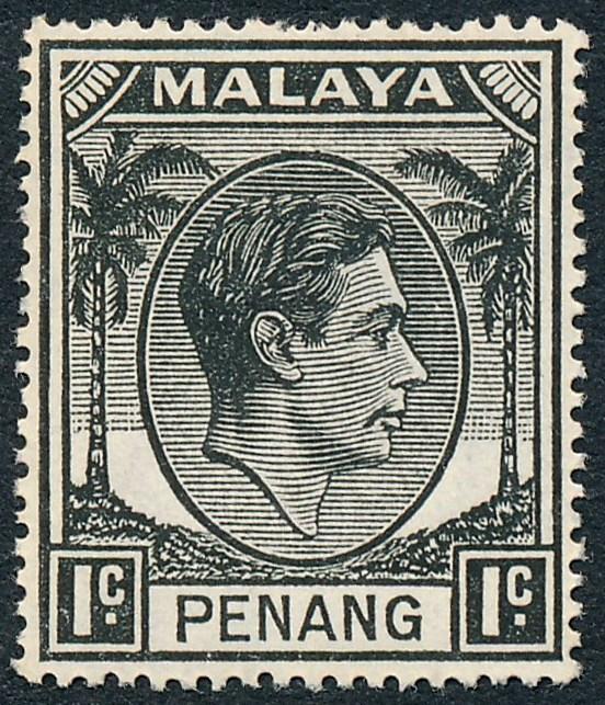 Malaya Penang 1949 1c Black SG3 MH