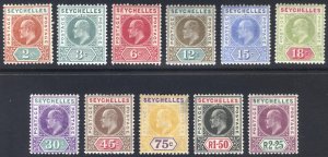 Seychelles 1906 2c-2r25 Key Plate Wmk MCA Scott 52-62 SG 60-70 MLH Cat $161