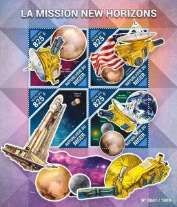 Space Stamps Niger 2015 MNH New Horizons Mission Pluto Charon 4v M/S