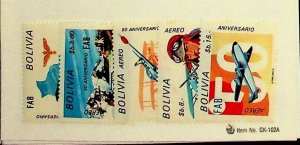 BOLIVIA Sc C331-5 NH ISSUE OF 1974 - AVIATION