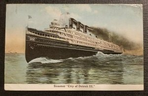 1913 Illustrated Postcard Cover City of Detroit III Steamer St Augustine Florida