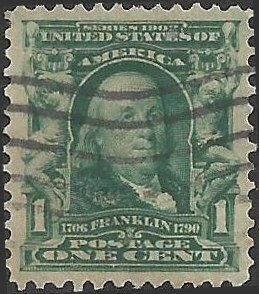 # 300 Blue Green Used Fine Ben Franklin