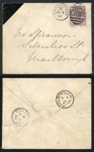 Unusual 1892 Mourning Envelope with only the top left Corner in Black