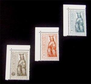 LIECHTENSTEIN Scott 284-286 MNH** 1954 wooden Madonna sculpture set CV$37.50